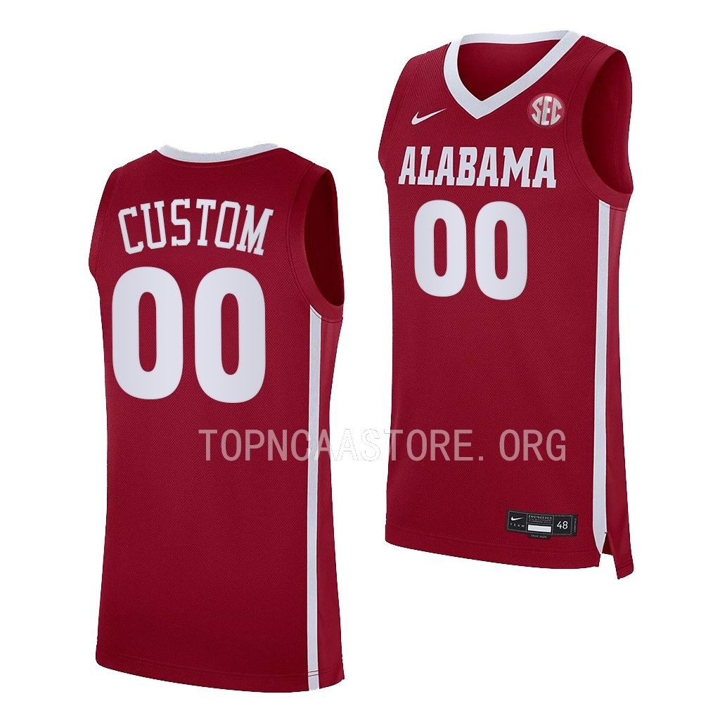 Men's Alabama Crimson Tide Custom #00 Replica Crimson NCAA College Basketball Jersey